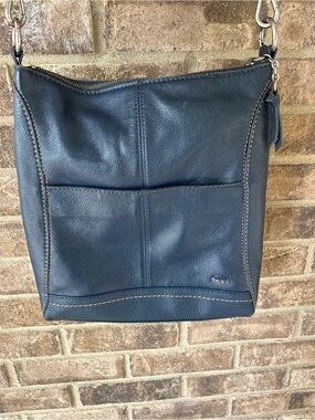 The Sak Navy Leather Crossbody Bag Boho Everyday Shoulder Purse Adjustable Strap